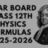 Bihar Board Class 12 Physics Formulas 2025-26